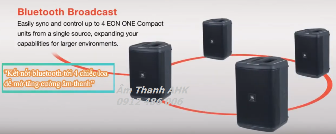 Loa JBL Eon One Compact kết hợp 4 chiếc bằng Bluetooth