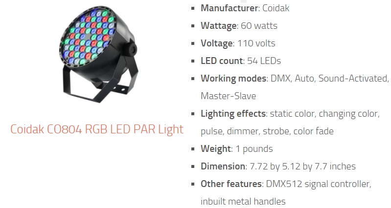 Coidak CO804 RGB LED PAR Light