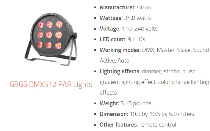 GBGS DMX512 PAR Lights
