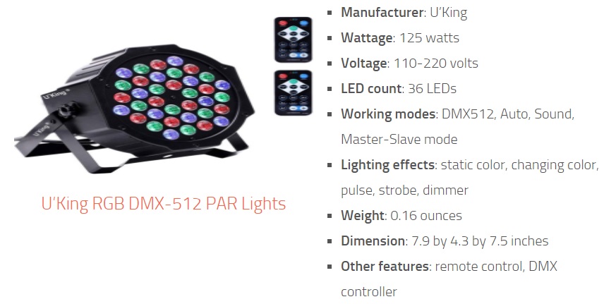 U’King RGB DMX-512 PAR Lights