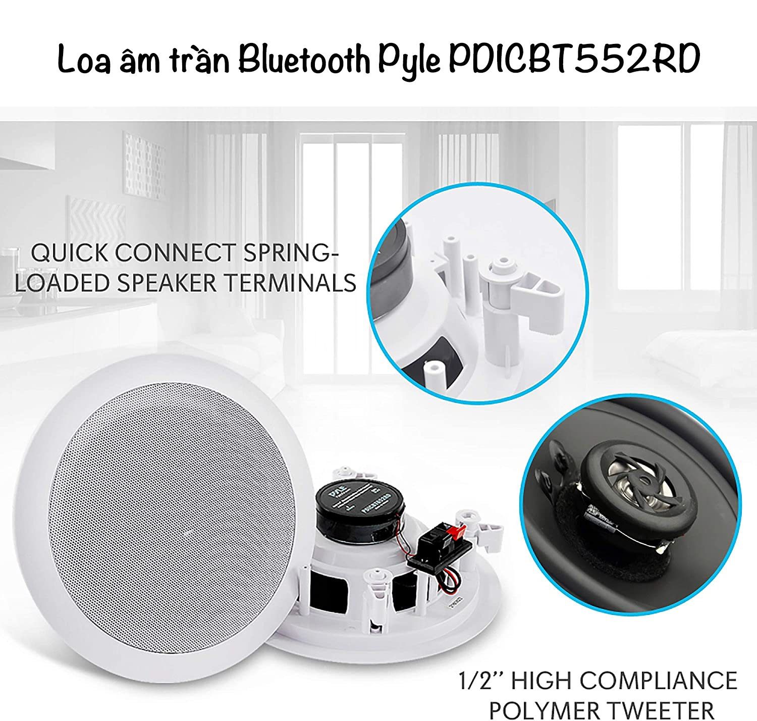 Loa âm trần Bluetooth Pyle PDICBT552RD