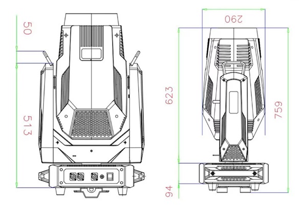 Kích thước Đèn Moving Head Spot Profile 800W